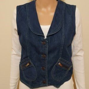 SPIEGEL VINTAGE FRONT COLLAR DENIM VEST FRONT ZIP POCKETS SIZE 11/12